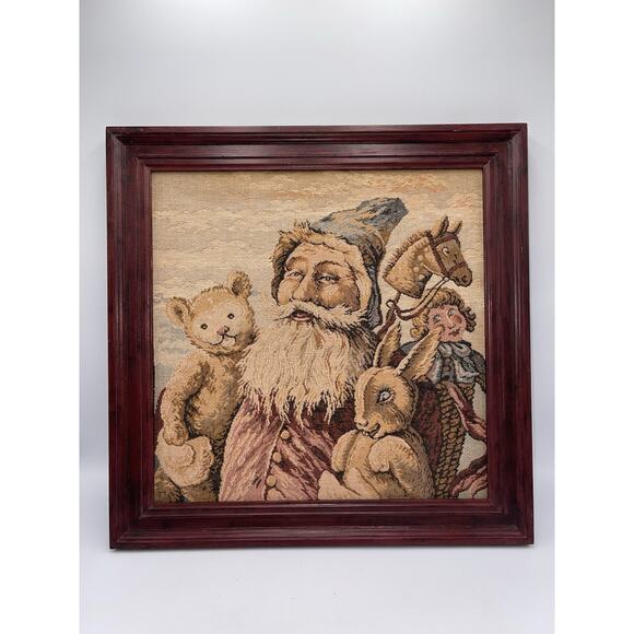 German St Nicholas Santa Claus Framed Christmas Tapestry‎ - Picture 1 of 9